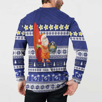Nauru Christmas Button Sweatshirt Cute Santa Coat Of Arms Merry Xmas LT14 - Polynesian Pride
