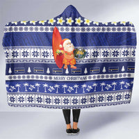Nauru Christmas Hooded Blanket Cute Santa Coat Of Arms Merry Xmas LT14 One Size Navy Blue - Polynesian Pride