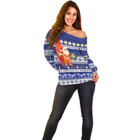 Nauru Christmas Off Shoulder Sweater Cute Santa Coat Of Arms Merry Xmas LT14 - Polynesian Pride