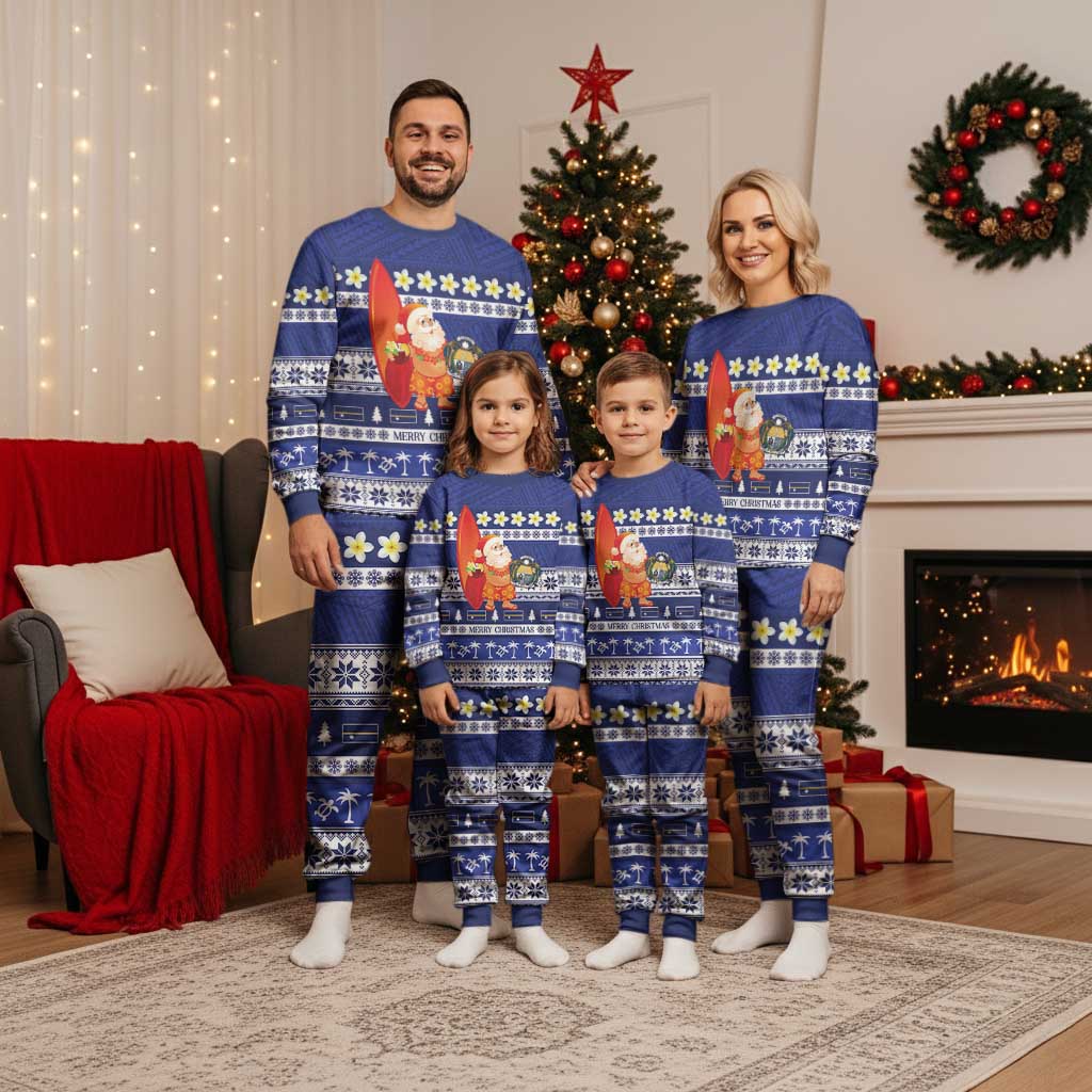Nauru Christmas Pajama Set Cute Santa Coat Of Arms Merry Xmas LT14 - Polynesian Pride