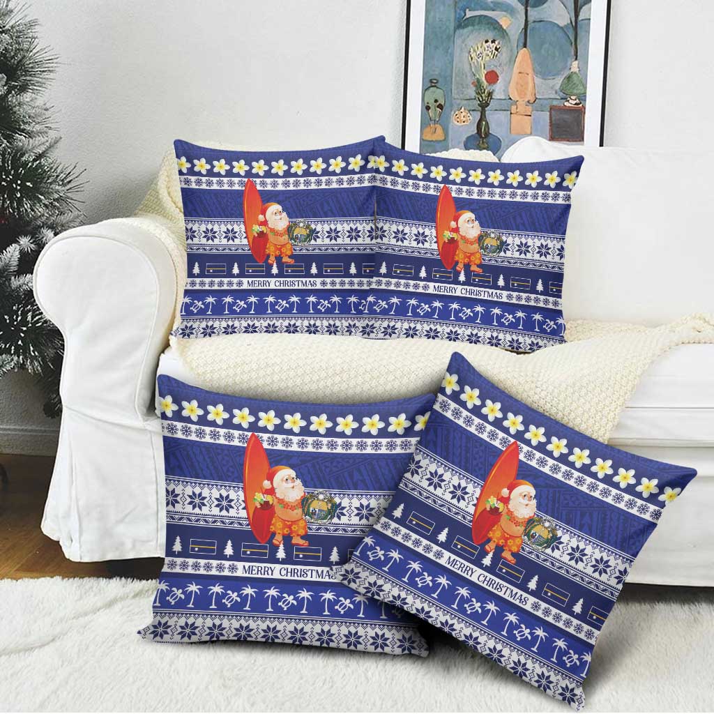 Nauru Christmas Pillow Cover Cute Santa Coat Of Arms Merry Xmas LT14 - Polynesian Pride