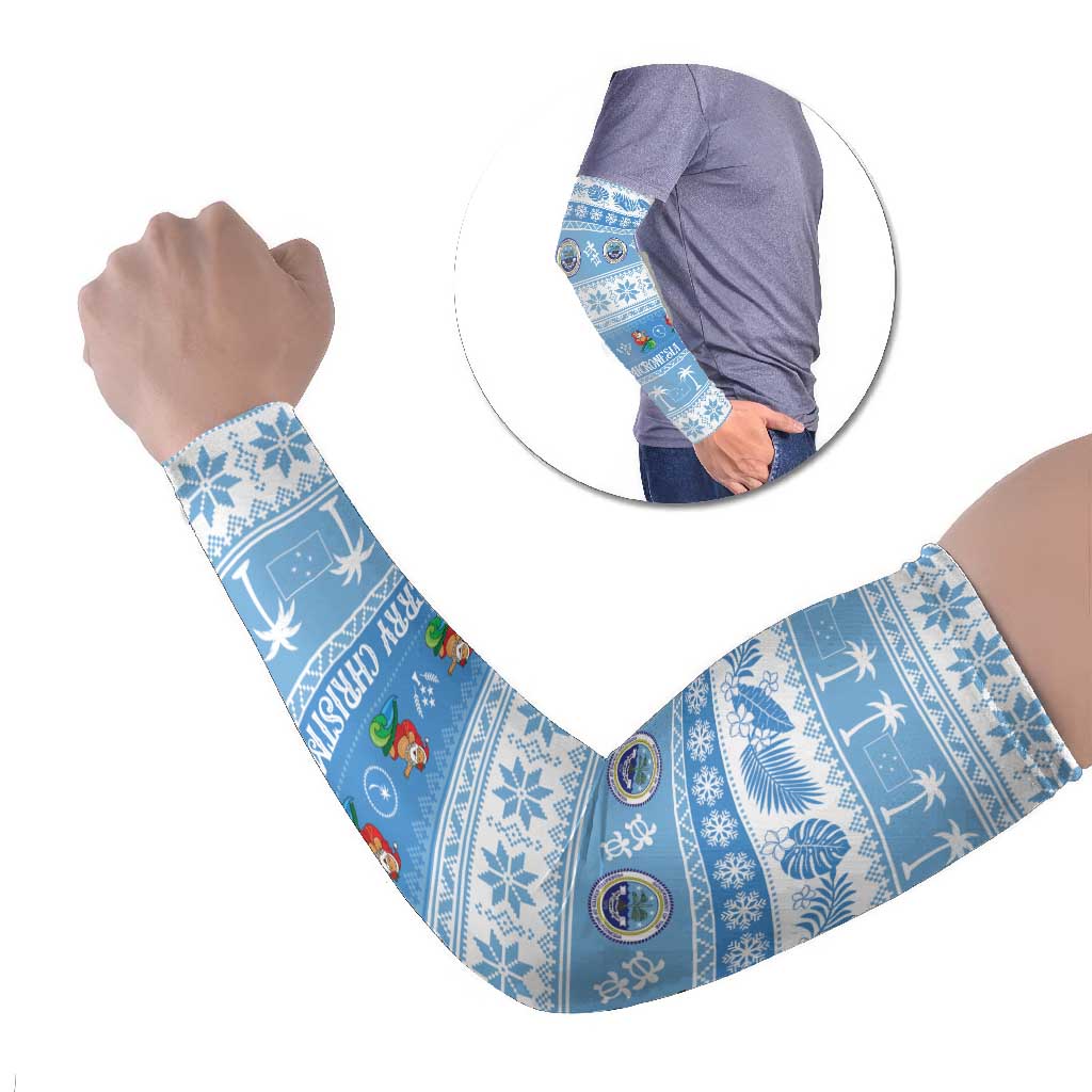 FSM Christmas Arm Sleeves Merry Xmas Federated States of Micronesia LT14 Set of 2 Blue - Polynesian Pride
