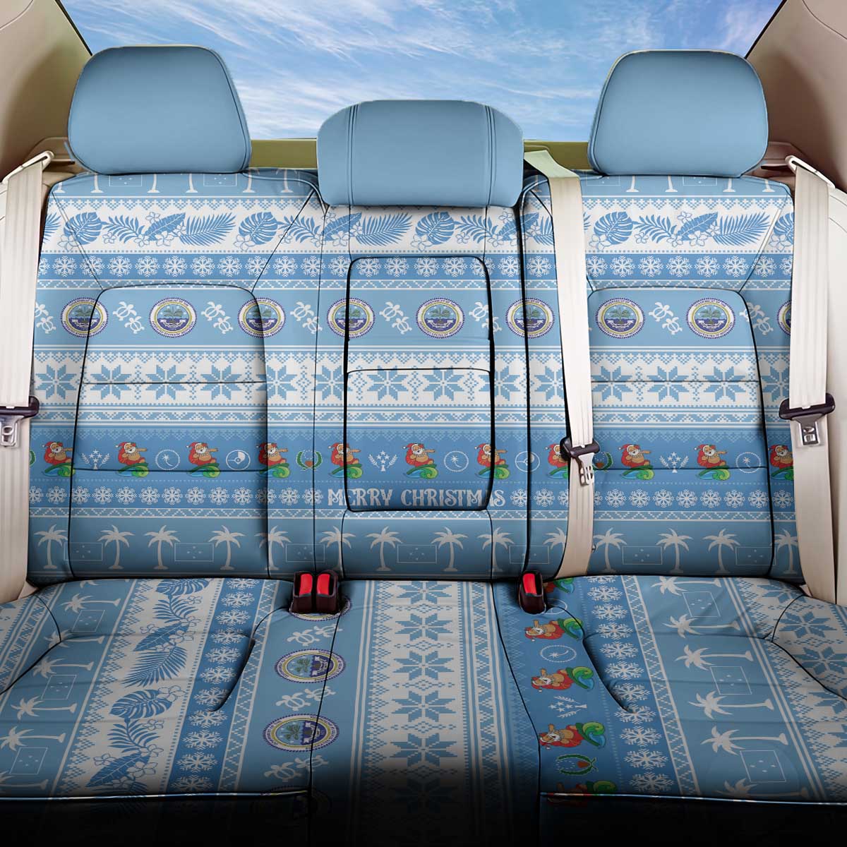 FSM Christmas Back Car Seat Cover Merry Xmas Federated States of Micronesia LT14 One Size Blue - Polynesian Pride