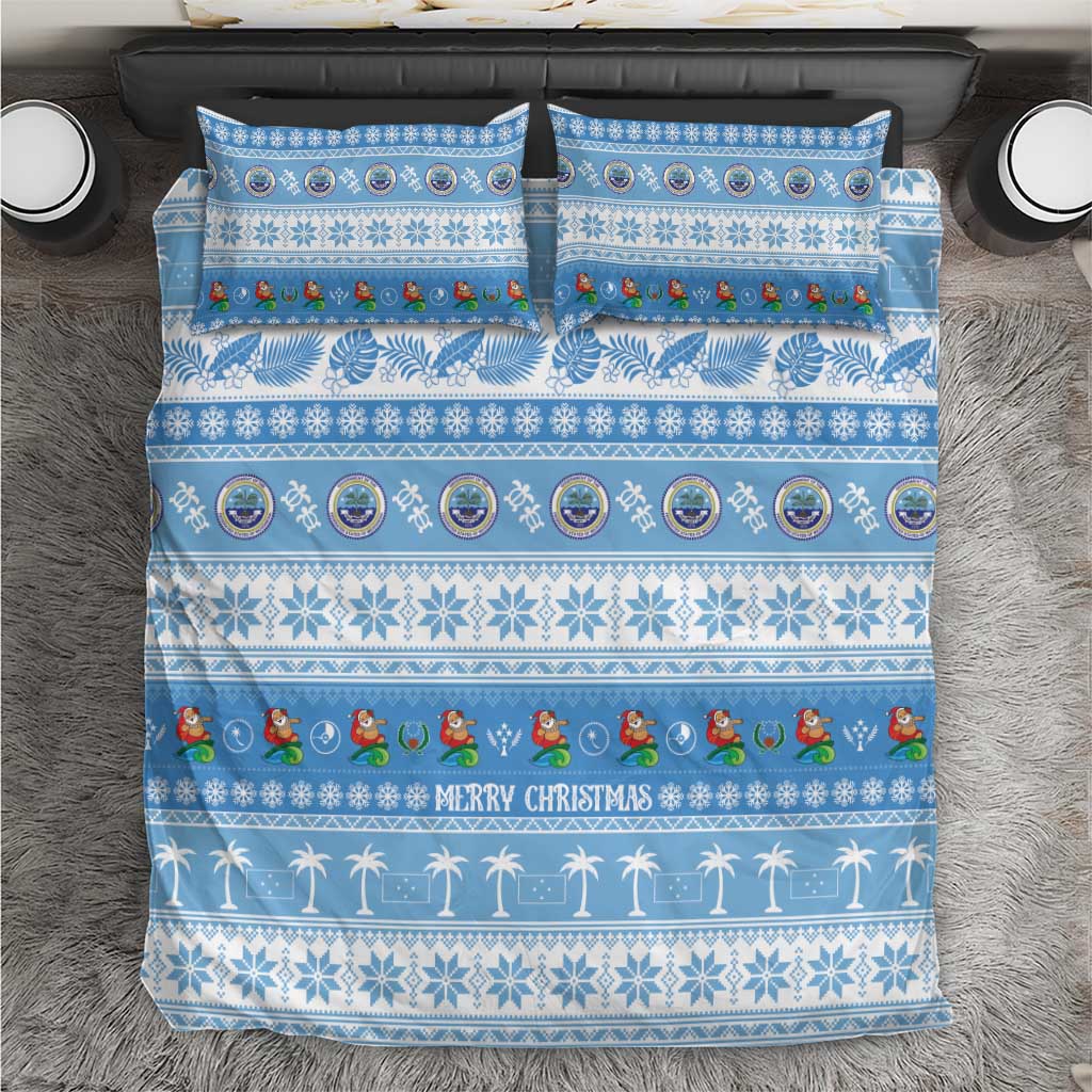 FSM Christmas Bedding Set Merry Xmas Federated States of Micronesia LT14 Blue - Polynesian Pride