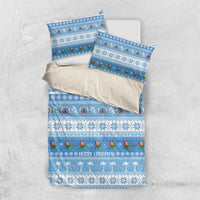 FSM Christmas Bedding Set Merry Xmas Federated States of Micronesia LT14 US Twin 172cm x 218cm Blue - Polynesian Pride