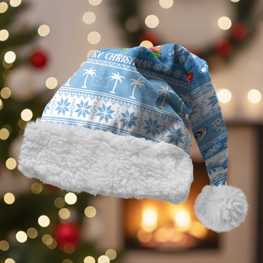 FSM Christmas Santa Hat Merry Xmas Federated States of Micronesia LT14 With Fur Blue - Polynesian Pride