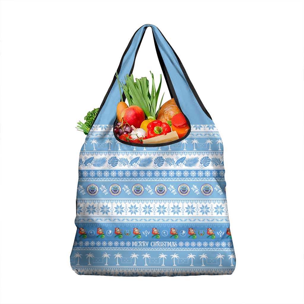 FSM Christmas Grocery Bag Merry Xmas Federated States of Micronesia LT14 1-pack One Size Blue - Polynesian Pride