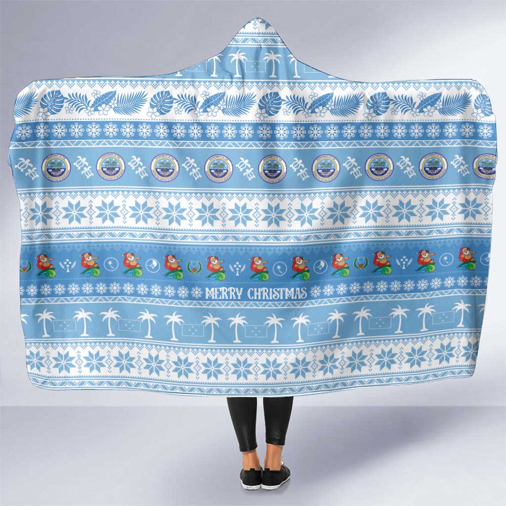 FSM Christmas Hooded Blanket Merry Xmas Federated States of Micronesia LT14 One Size Blue - Polynesian Pride