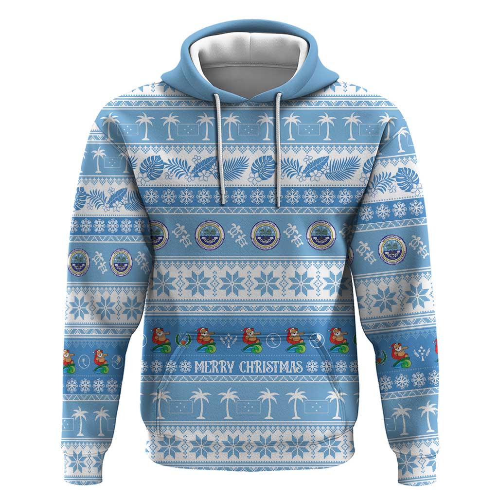 FSM Christmas Hoodie Merry Xmas Federated States of Micronesia LT14 Pullover Hoodie Blue - Polynesian Pride