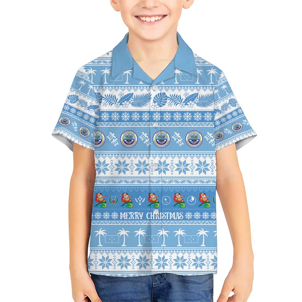 FSM Christmas Kid Hawaiian Shirt Merry Xmas Federated States of Micronesia LT14 Kid Blue - Polynesian Pride