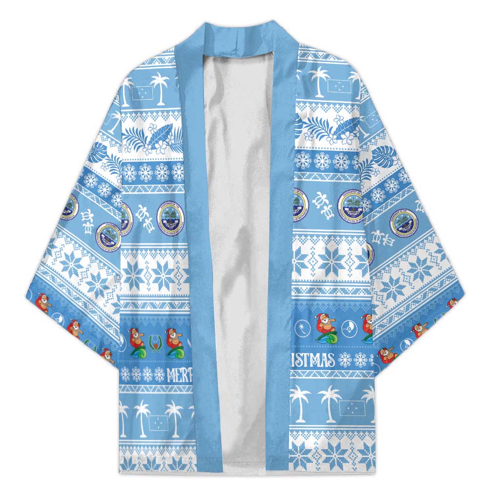 FSM Christmas Kimono Merry Xmas Federated States of Micronesia LT14 Unisex Blue - Polynesian Pride