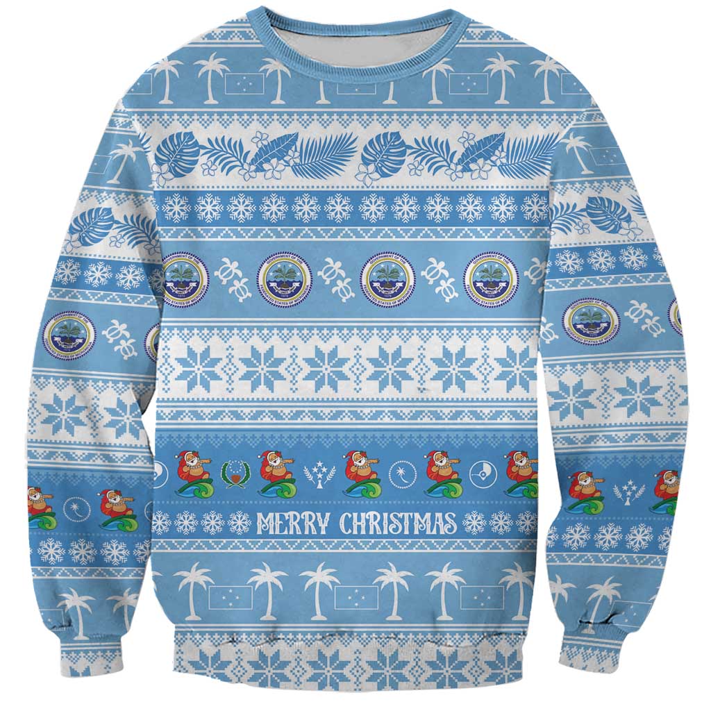 FSM Christmas Sweatshirt Merry Xmas Federated States of Micronesia LT14 Unisex Blue - Polynesian Pride