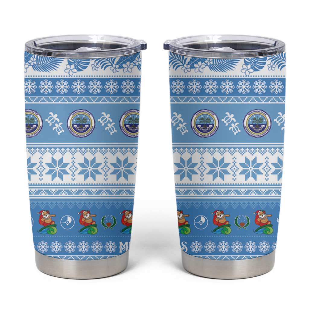 FSM Christmas Tumbler Cup Merry Xmas Federated States of Micronesia LT14 Blue - Polynesian Pride