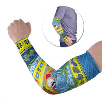 Palau Christmas Arm Sleeves Chilling Santa Ungil Kurismas LT14 Set of 2 Yellow - Polynesian Pride