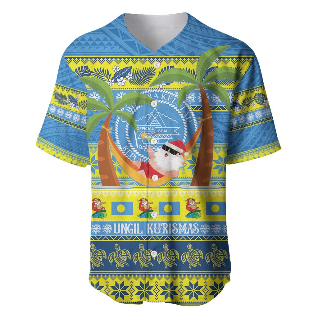 Palau Christmas Baseball Jersey Chilling Santa Ungil Kurismas LT14 Yellow - Polynesian Pride