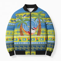 Palau Christmas Bomber Puffer Jacket Chilling Santa Ungil Kurismas LT14 Unisex Yellow - Polynesian Pride