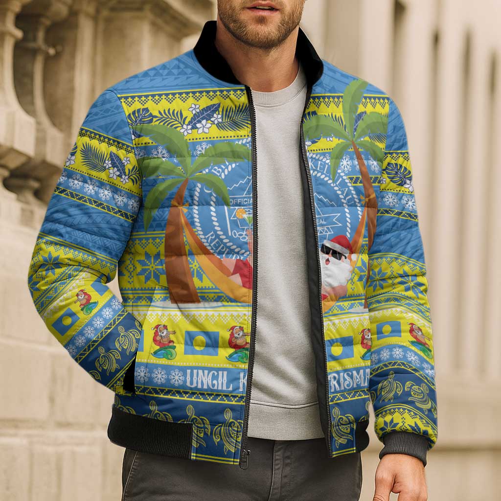 Palau Christmas Bomber Puffer Jacket Chilling Santa Ungil Kurismas LT14 - Polynesian Pride