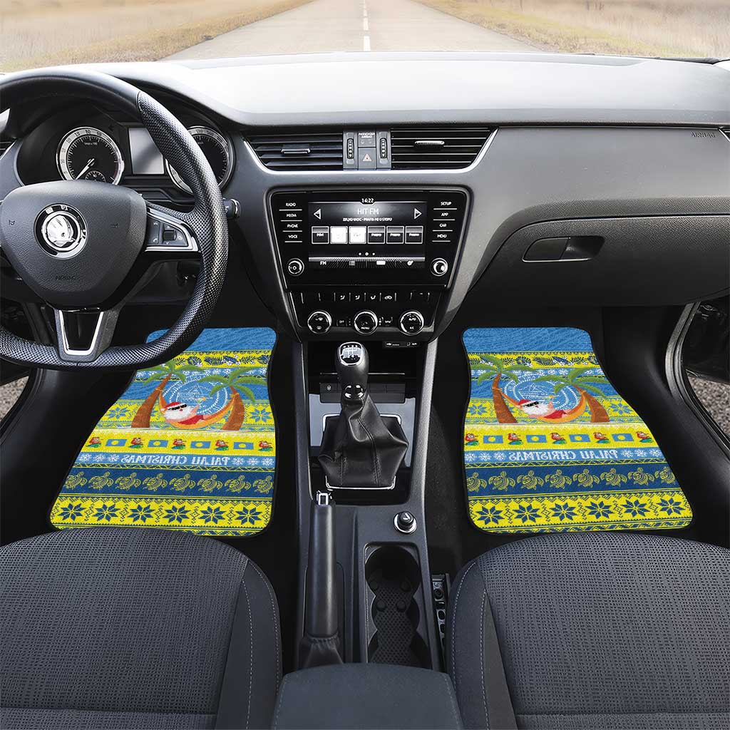 Palau Christmas Car Mats Chilling Santa Ungil Kurismas LT14 Set 2pcs - Front Yellow - Polynesian Pride