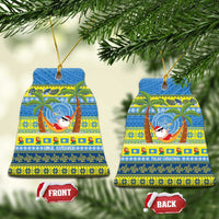 Palau Christmas Ceramic Ornament Chilling Santa Ungil Kurismas LT14 Bell Flake Yellow - Polynesian Pride