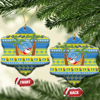 Palau Christmas Ceramic Ornament Chilling Santa Ungil Kurismas LT14 Snow Flake Yellow - Polynesian Pride
