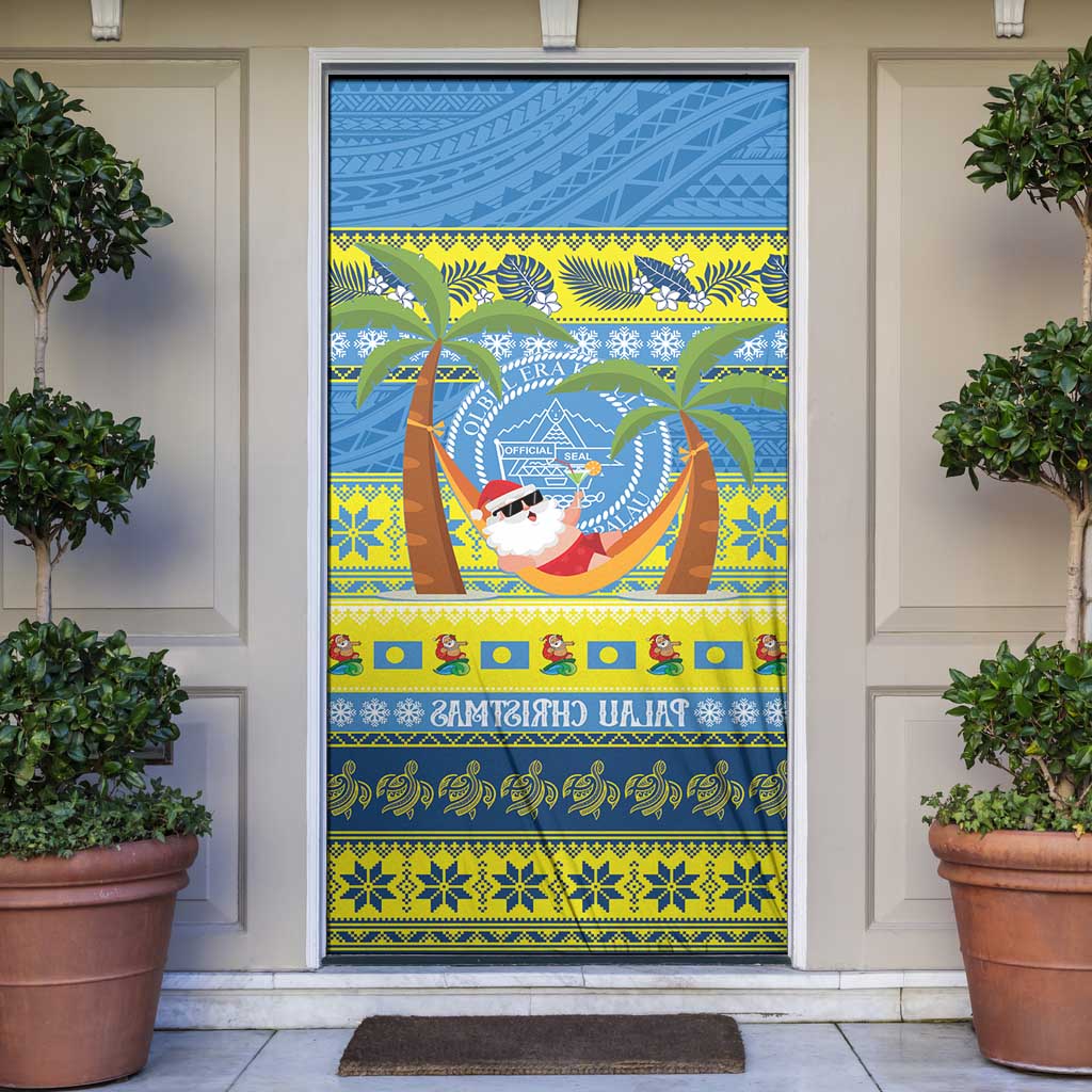 Palau Christmas Door Cover Chilling Santa Ungil Kurismas LT14 Yellow - Polynesian Pride