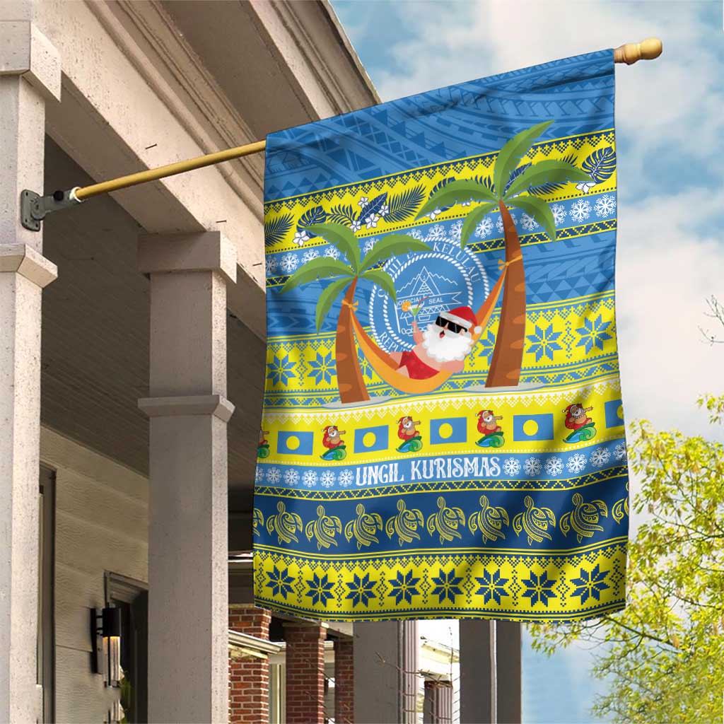 Palau Christmas Garden Flag Chilling Santa Ungil Kurismas LT14 House Flag Yellow - Polynesian Pride