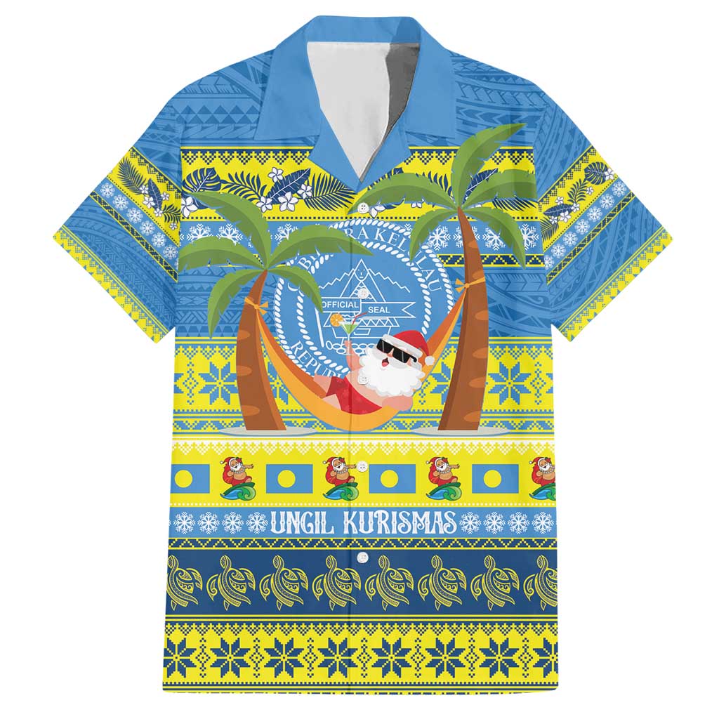 Palau Christmas Hawaiian Shirt Chilling Santa Ungil Kurismas LT14 Yellow - Polynesian Pride