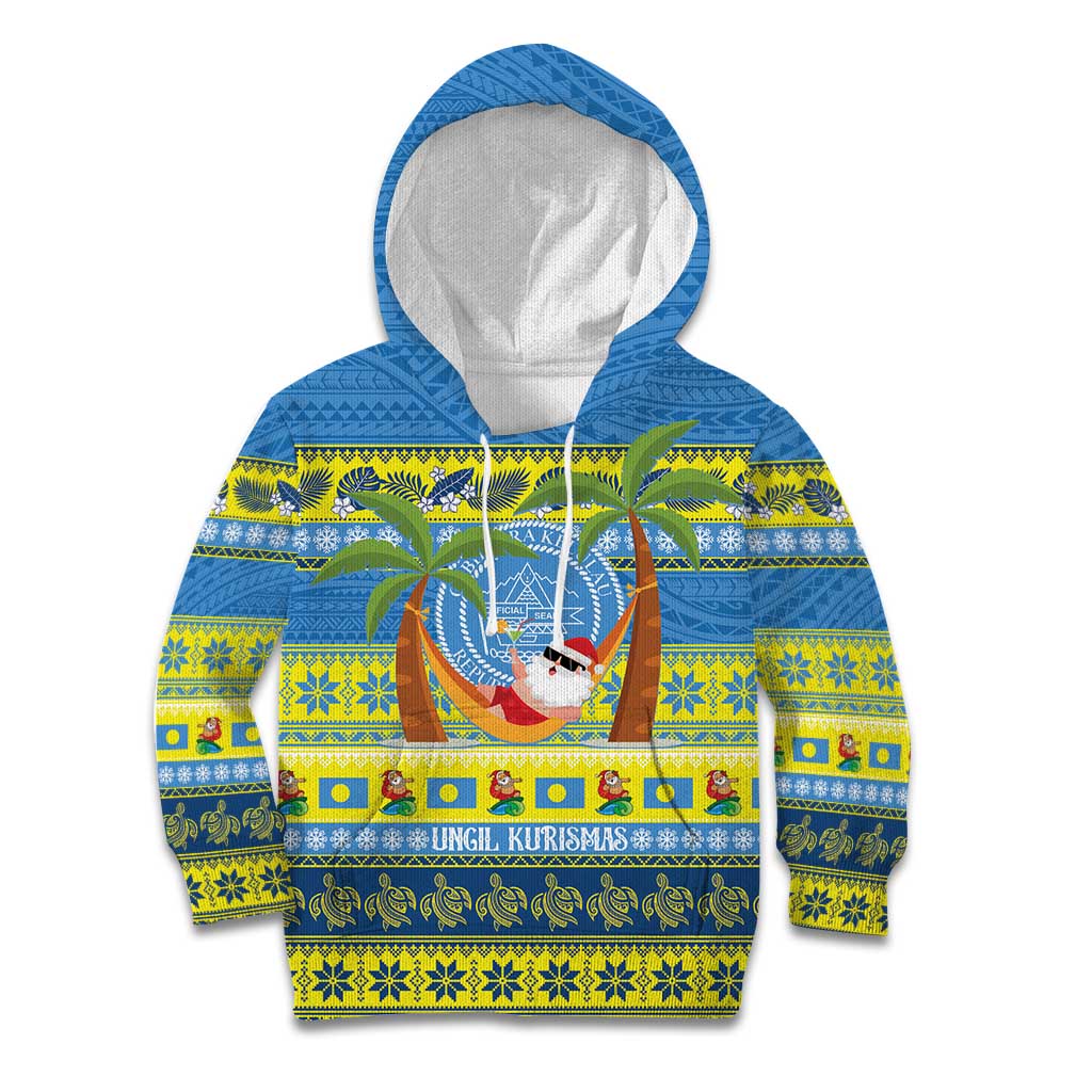 Palau Christmas Kid Hoodie Chilling Santa Ungil Kurismas LT14 Hoodie Yellow - Polynesian Pride