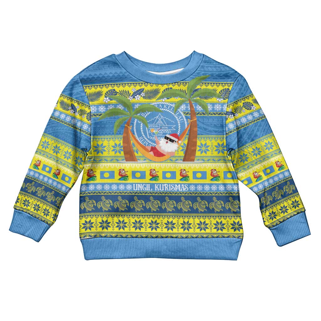 Palau Christmas Kid Ugly Christmas Sweater Chilling Santa Ungil Kurismas LT14 Kid Yellow - Polynesian Pride