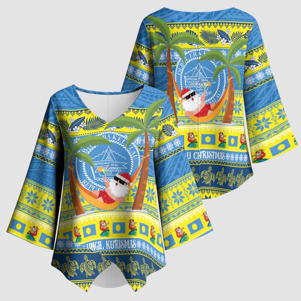 Palau Christmas Kimono Sleeve Blouse Chilling Santa Ungil Kurismas LT14 - Polynesian Pride