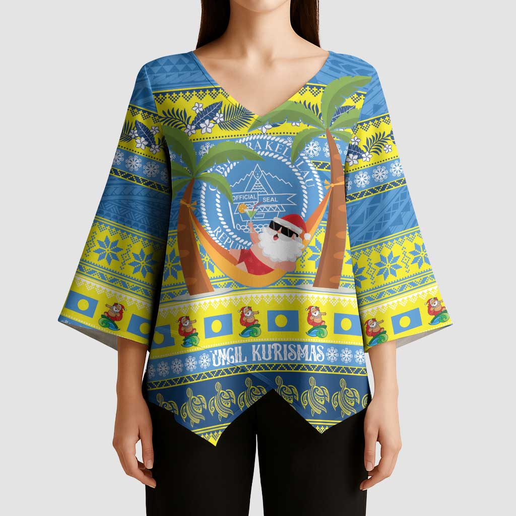 Palau Christmas Kimono Sleeve Blouse Chilling Santa Ungil Kurismas LT14 - Polynesian Pride