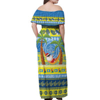 Palau Christmas Off Shoulder Maxi Dress Chilling Santa Ungil Kurismas LT14 - Polynesian Pride