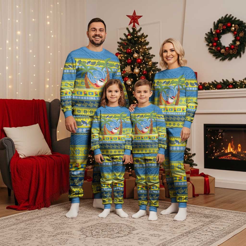 Palau Christmas Pajama Set Chilling Santa Ungil Kurismas LT14 - Polynesian Pride