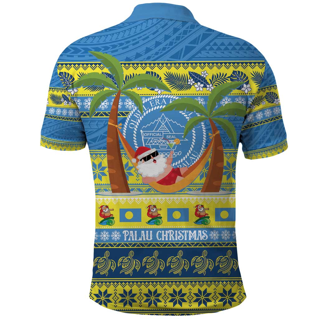 Palau Christmas Polo Shirt Chilling Santa Ungil Kurismas LT14 - Polynesian Pride