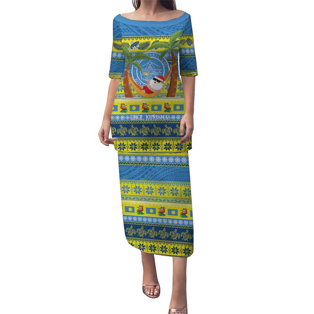 Palau Christmas Puletasi Chilling Santa Ungil Kurismas LT14 Long Dress Yellow - Polynesian Pride