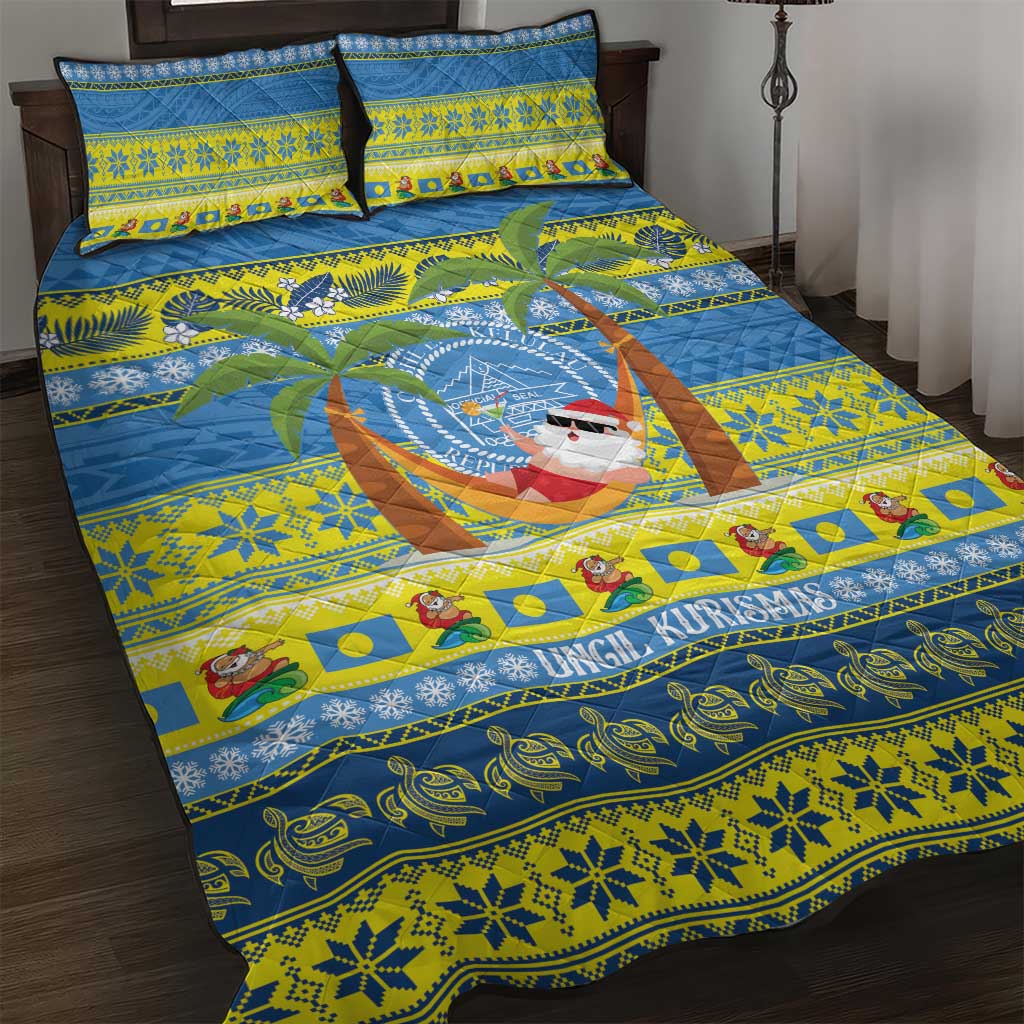 Palau Christmas Quilt Bed Set Chilling Santa Ungil Kurismas LT14 Yellow - Polynesian Pride