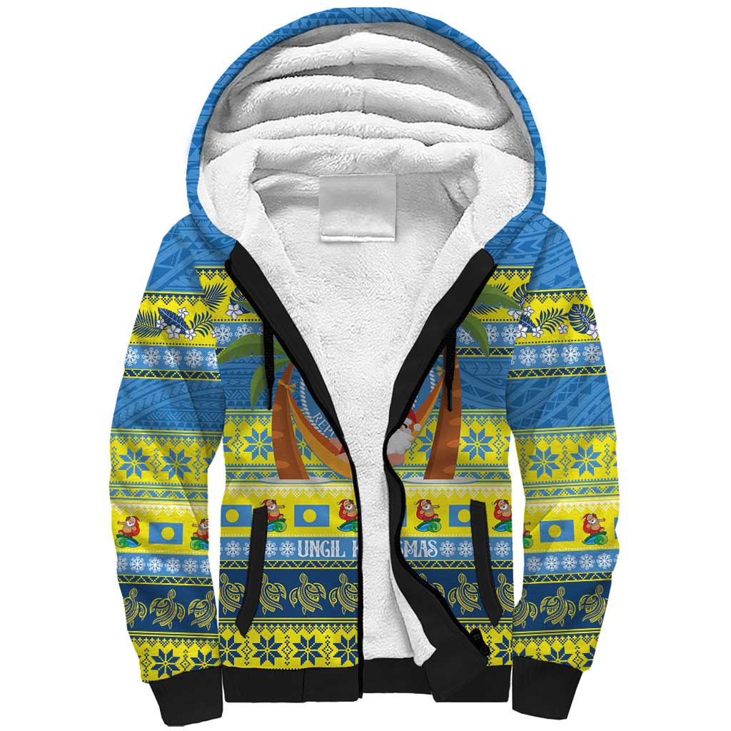 Palau Christmas Sherpa Hoodie Chilling Santa Ungil Kurismas LT14 Unisex Yellow - Polynesian Pride