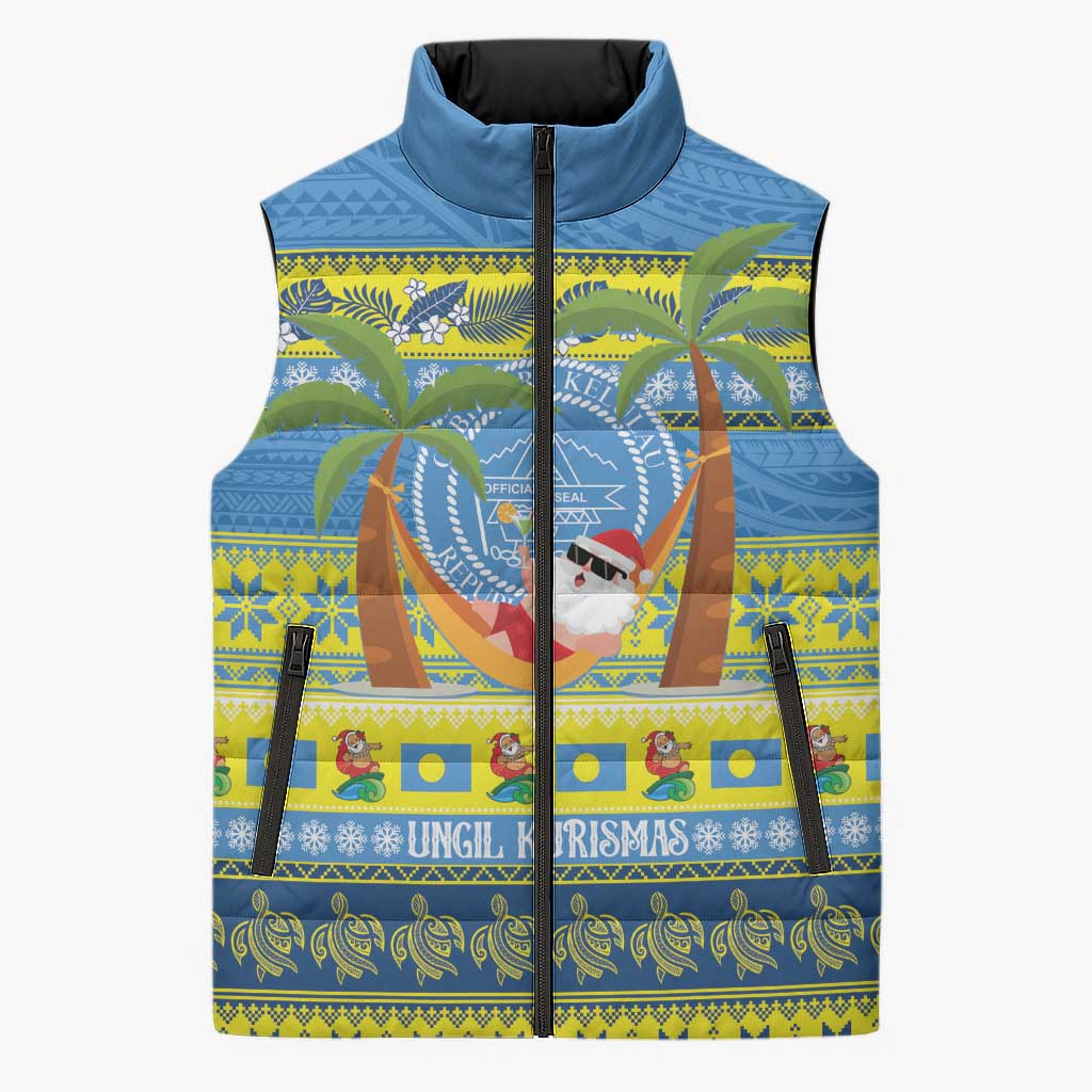 Palau Christmas Sleeveless Puffer Jacket Chilling Santa Ungil Kurismas LT14 Unisex Yellow - Polynesian Pride