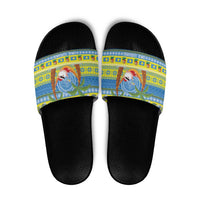 Palau Christmas Slide Sandals Chilling Santa Ungil Kurismas LT14 Yellow - Polynesian Pride