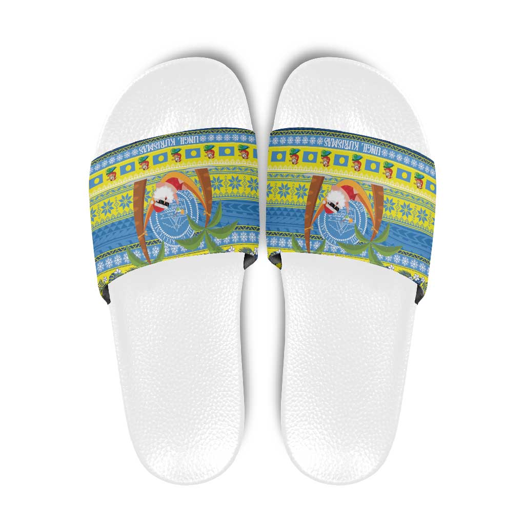Palau Christmas Slide Sandals Chilling Santa Ungil Kurismas LT14 Yellow - Polynesian Pride