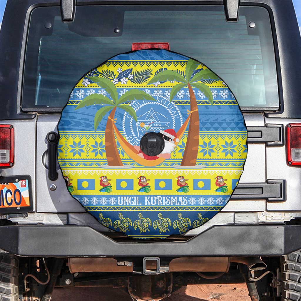 Palau Christmas Spare Tire Cover Chilling Santa Ungil Kurismas LT14 Yellow - Polynesian Pride