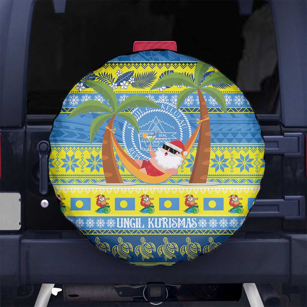 Palau Christmas Spare Tire Cover Chilling Santa Ungil Kurismas LT14 No hole Yellow - Polynesian Pride