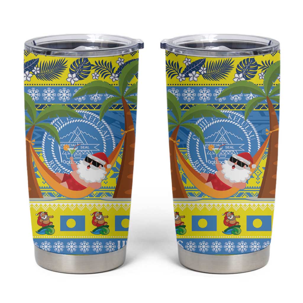 Palau Christmas Tumbler Cup Chilling Santa Ungil Kurismas LT14 Yellow - Polynesian Pride