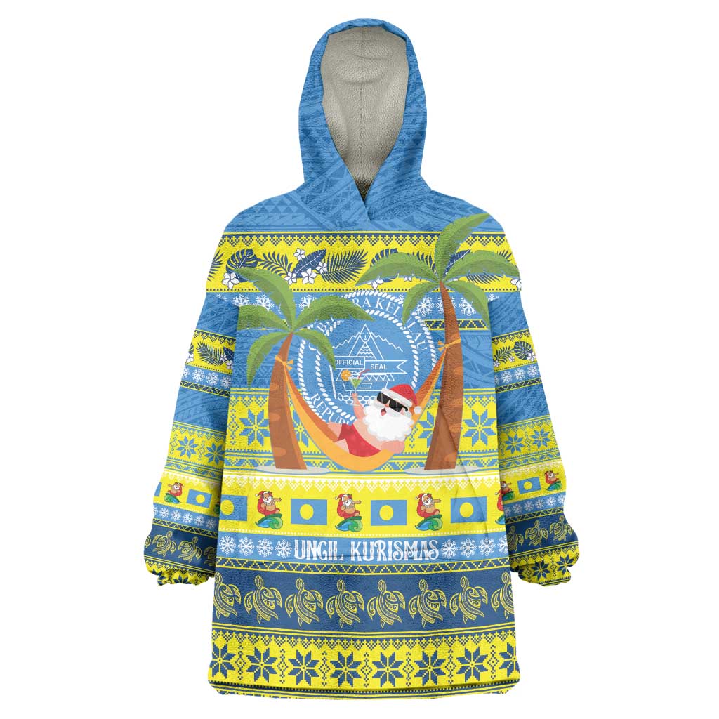 Palau Christmas Wearable Blanket Hoodie Chilling Santa Ungil Kurismas LT14 One Size Yellow - Polynesian Pride