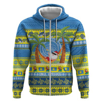 Palau Christmas Zip Hoodie Chilling Santa Ungil Kurismas LT14 Zip Hoodie Yellow - Polynesian Pride