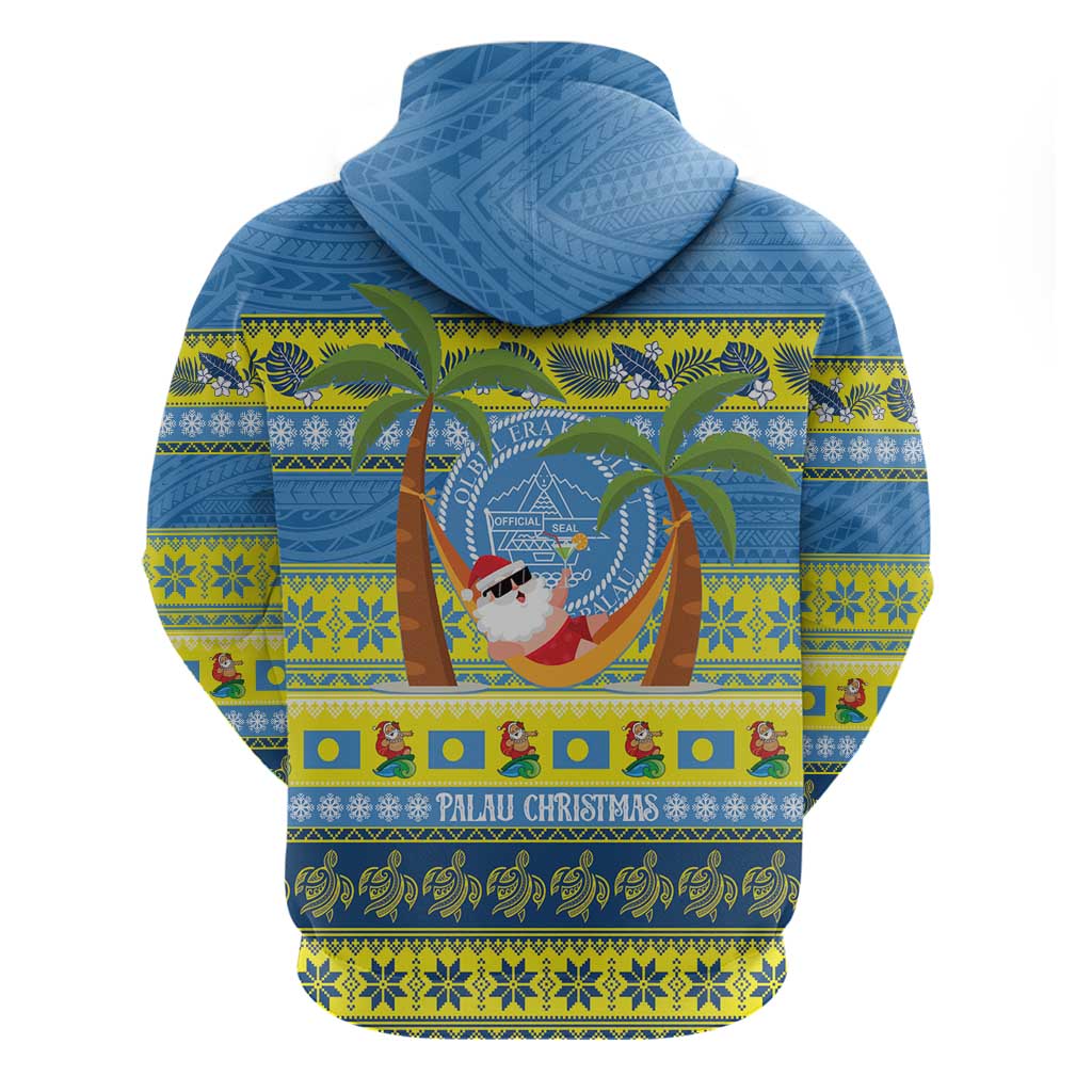 Palau Christmas Zip Hoodie Chilling Santa Ungil Kurismas LT14 - Polynesian Pride