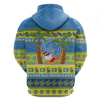 Palau Christmas Zip Hoodie Chilling Santa Ungil Kurismas LT14 - Polynesian Pride