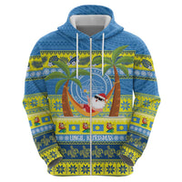 Palau Christmas Zip Hoodie Chilling Santa Ungil Kurismas LT14 - Polynesian Pride