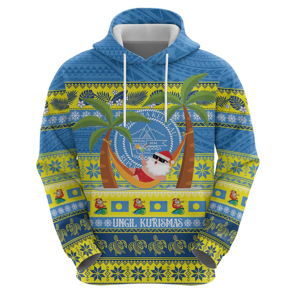 Palau Christmas Zip Hoodie Chilling Santa Ungil Kurismas LT14 - Polynesian Pride