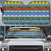 Solomon Islands Christmas Auto Sun Shade The Solomons Melanesian Meri Krismas LT14 Green - Polynesian Pride